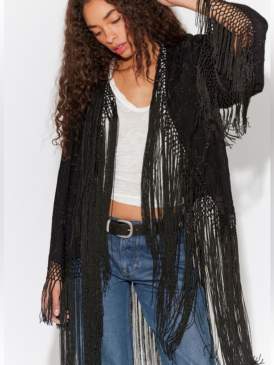 Free People Jackets & Blazers - NWOT Free People London Nights Piano Duster in Black
